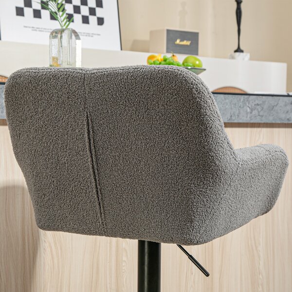 HOMCOM Sgabello da Bar 2er-Set Design Retrò regolabile in altezza Velluto Grigio + Nero | Aosom Italy