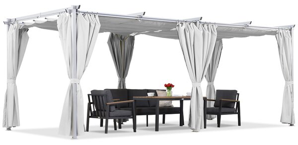 Pergola bianca da terrazzo La Palma 3x6m con tende Garden Point