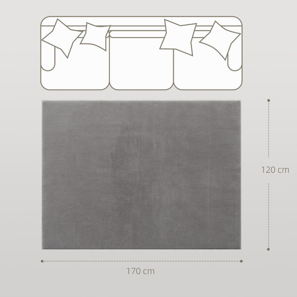 HOMCOM Tappeto Salotto 120x160 cm Lavabile in Lavatrice Pelo Lungo Stile Moderno Tappeto per Soggiorno Camera da Letto Grigio Chiaro | Aosom Italy