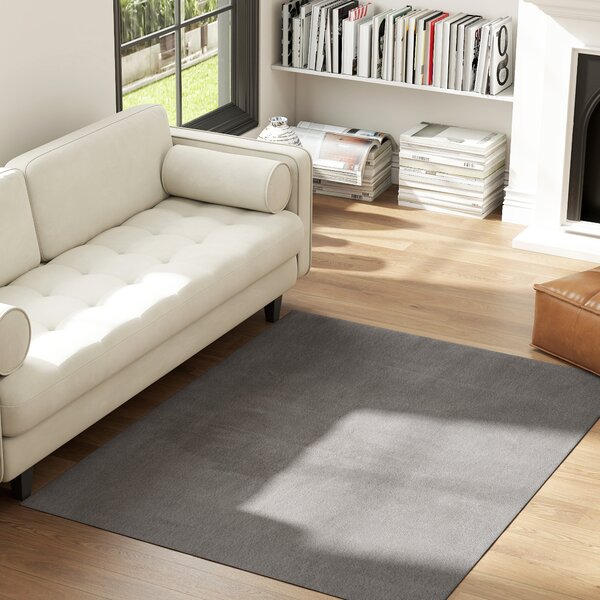 HOMCOM Tappeto Salotto 120x160 cm Lavabile in Lavatrice Pelo Lungo Stile Moderno Tappeto per Soggiorno Camera da Letto Grigio Chiaro | Aosom Italy