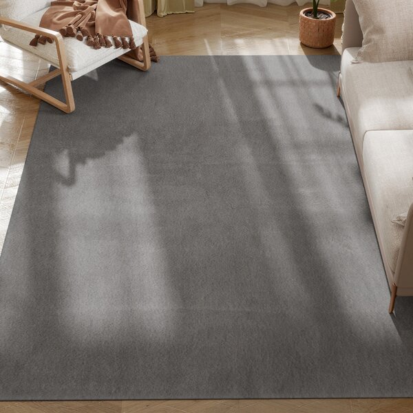 HOMCOM Tappeto Salotto 160x230 cm Lavabile in Lavatrice Pelo Lungo Stile Moderno Tapeto per Soggiorno Camera da Letto Grigio Chiaro | Aosom Italy