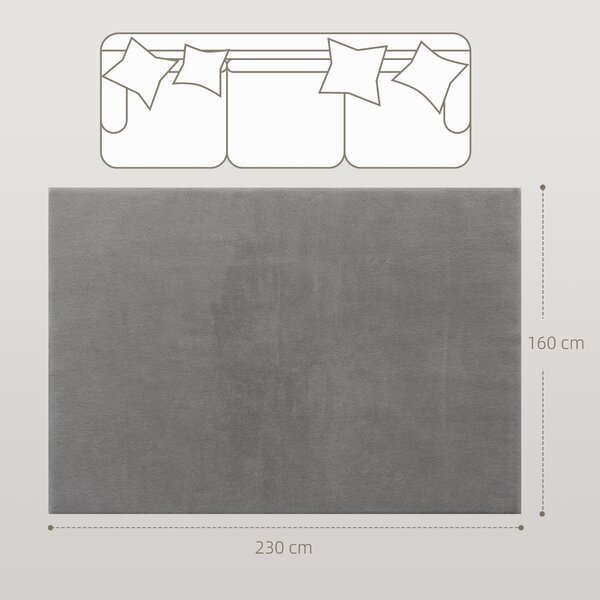 HOMCOM Tappeto Salotto 160x230 cm Lavabile in Lavatrice Pelo Lungo Stile Moderno Tapeto per Soggiorno Camera da Letto Grigio Chiaro | Aosom Italy