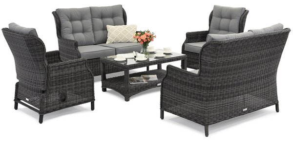 Set di mobili in technorattan esclusivo Garden Point Malaga Coffee 6 antracite