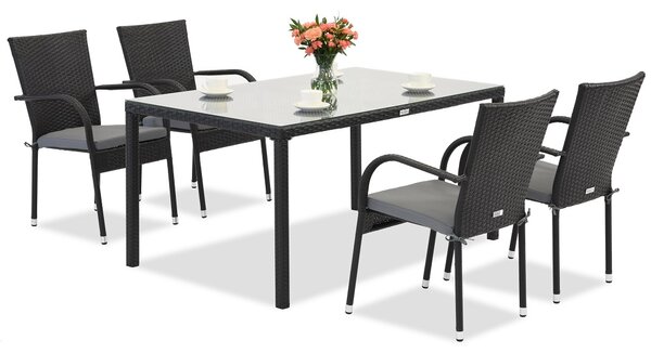 Set in technorattan Milano 4 Garden Point nero