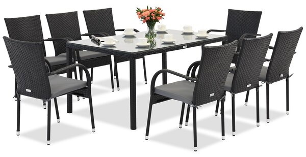 Set in technorattan Milano 8 Garden Point nero