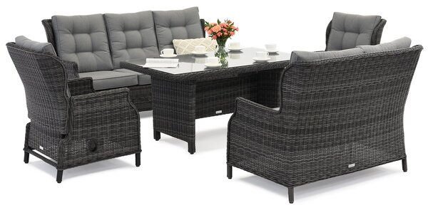 Set da giardino in technorattan Garden Point Malaga Apetito 7 antracite