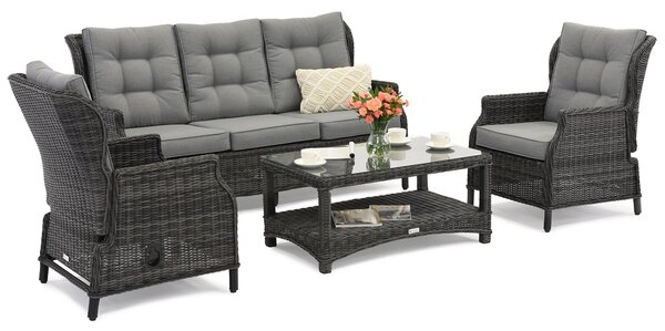 Set in technorattan Malaga Coffee 5 antracite Garden Point