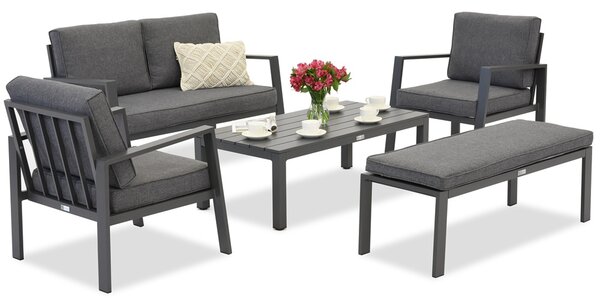 Zakintos Coffee 4 set in alluminio con panca antracite Garden Point