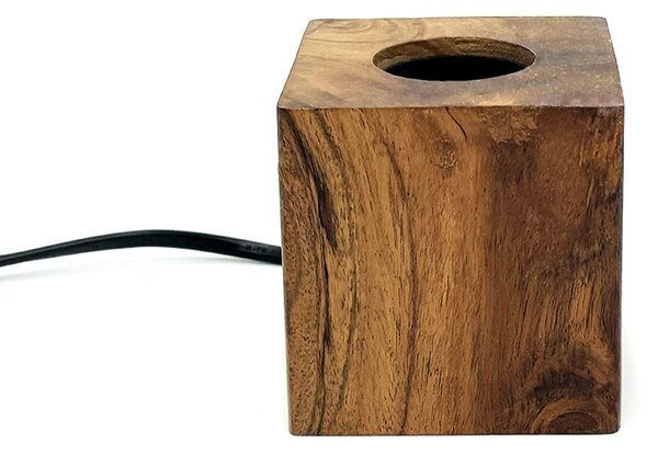 Portalampada da tavolo Cubo in legno artigianale E27 75×75 mm LedLedITALIA