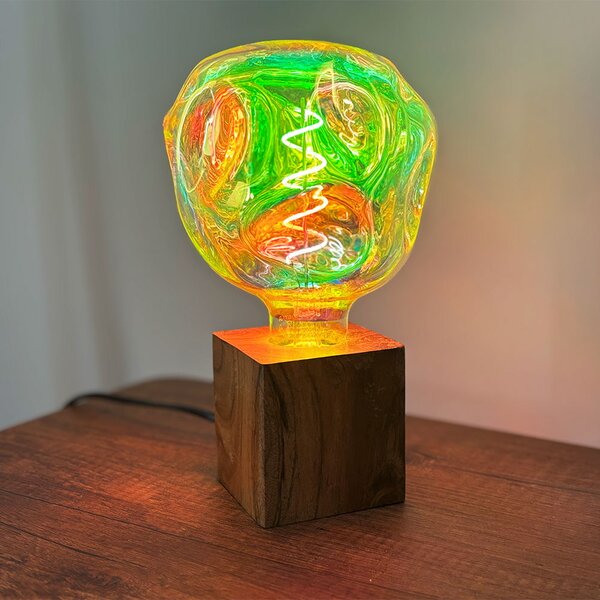 Portalampada da tavolo Cubo in legno artigianale E27 75×75 mm LedLedITALIA