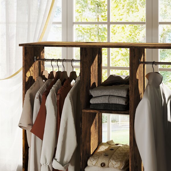 HOMCOM Armadio penderie mobiletto di archiviazione mobile 6 ruote 120 x 40 x 128 cm in legno marrone | Aosom Italy