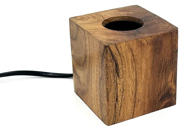 Portalampada da tavolo Cubo in legno artigianale E27 75×75 mm LedLedITALIA