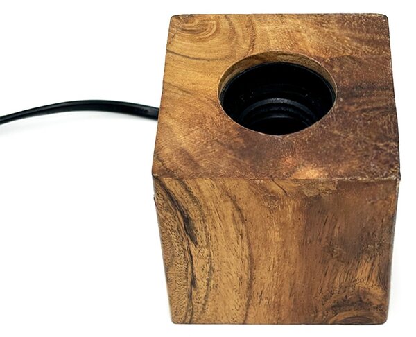 Portalampada da tavolo Cubo in legno artigianale E27 75×75 mm LedLedITALIA