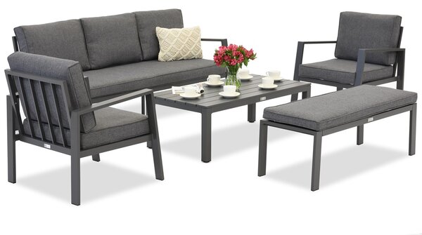 Zakintos Coffee 5 set in alluminio con panca antracite Garden Point