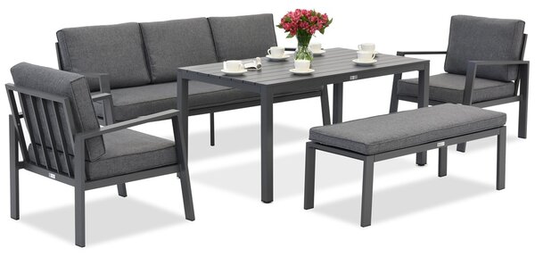 Zakintos Apetito 5 set in alluminio con panca antracite Garden Point