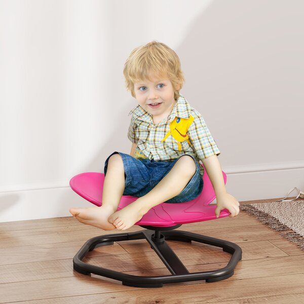AIYAPLAY Sedia Girevole Sensoriale per Bambini, Forma a Farfalla, promuove Equilibrio e Coordinazione, Plastica, Metallo, Rosa | Aosom Italy