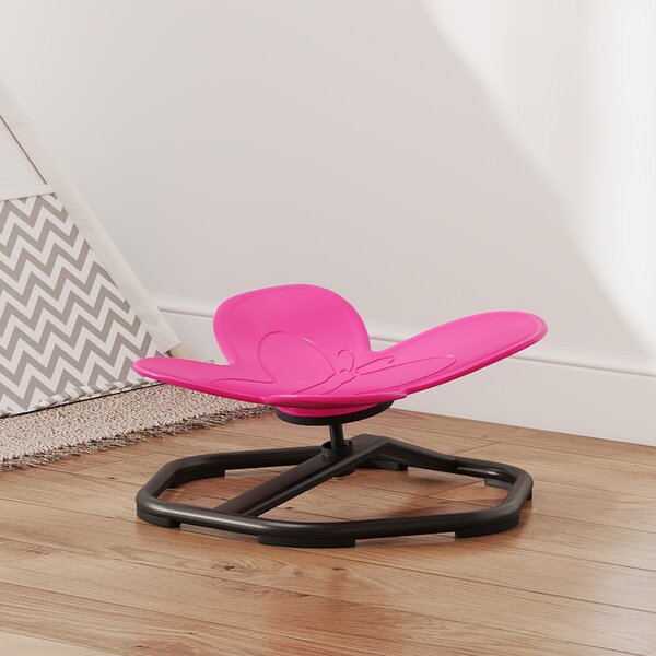 AIYAPLAY Sedia Girevole Sensoriale per Bambini, Forma a Farfalla, promuove Equilibrio e Coordinazione, Plastica, Metallo, Rosa | Aosom Italy