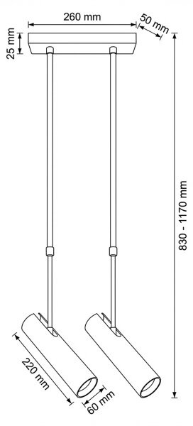 Brilagi - Lampada a sospensione su asta SELE 2xGU10/30W/230V nera