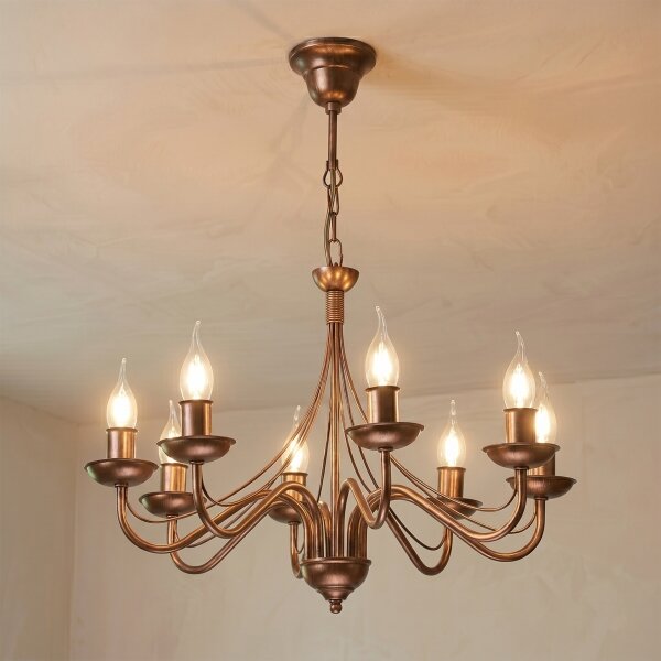 Lampadario a catena ANTON 8xE14/60W/230V bronzo