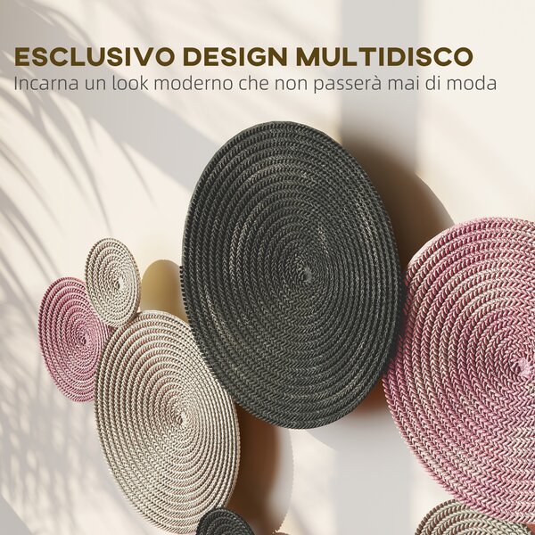 HOMCOM Wall Art a 8 Dischi 3D in Metallo, 110x7x58 cm, color Bronzo, Arancione e Giallo | Aosom Italy