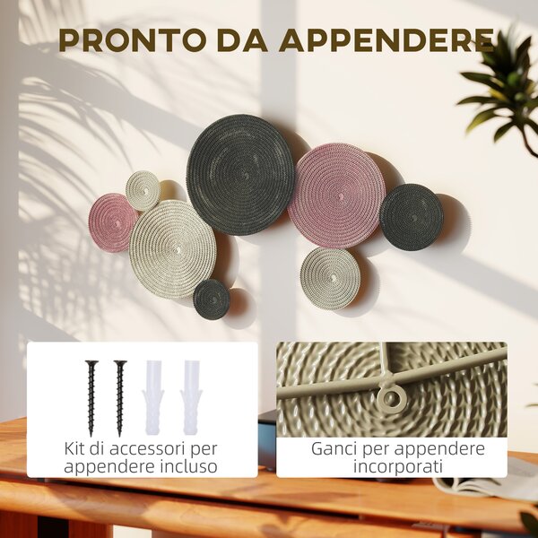 HOMCOM Wall Art a 8 Dischi 3D in Metallo, 110x7x58 cm, color Bronzo, Arancione e Giallo | Aosom Italy