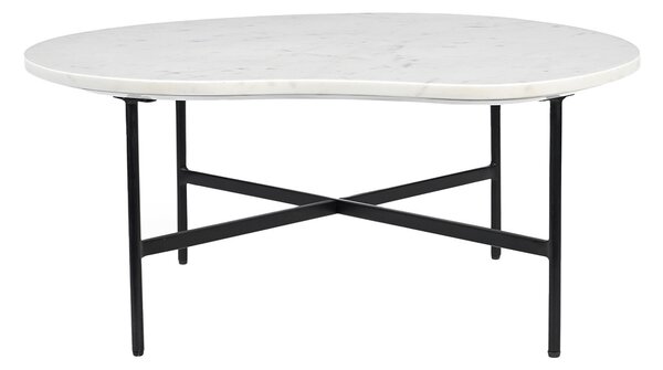 Tavolino design in marmo bianco e metallo nero L80 cm SASSO