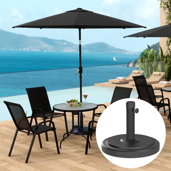 Outsunny Base per Ombrellone da 22 kg Rotonda per Ombrelloni Max. 2.8 m e Pali da 38 mm o 48 mm, Nero