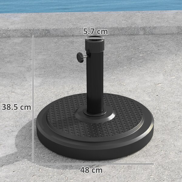 Outsunny Base per Ombrellone da 22 kg Rotonda per Ombrelloni Max. 2.8 m e Pali da 38 mm o 48 mm, Nero