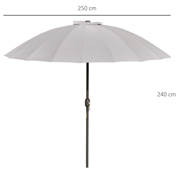 Outsunny Ombrellone da Giardino e Terrazza 2.5x2.5 m a Manovella con 18 Stecche e Inclinabile, Grigio