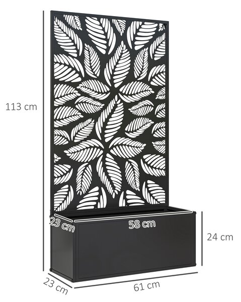 Fioriera Con Grigliato Outsunny 84x30x107cm - 3 Vasi Interni, Acciaio E Rattan, Grigio - Foto 4