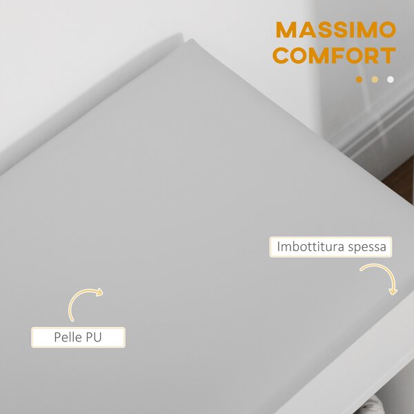 HOMCOM Scarpiera Salvaspazio per Ingresso con Panca Imbottita e Vani Aperti per Organizzazione Ottimale 80x30x43cm Colore Bianco|Aosom