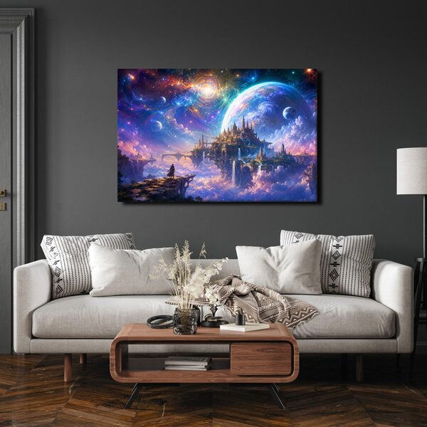 Quadro su tela – Città fantastica tra i pianeti