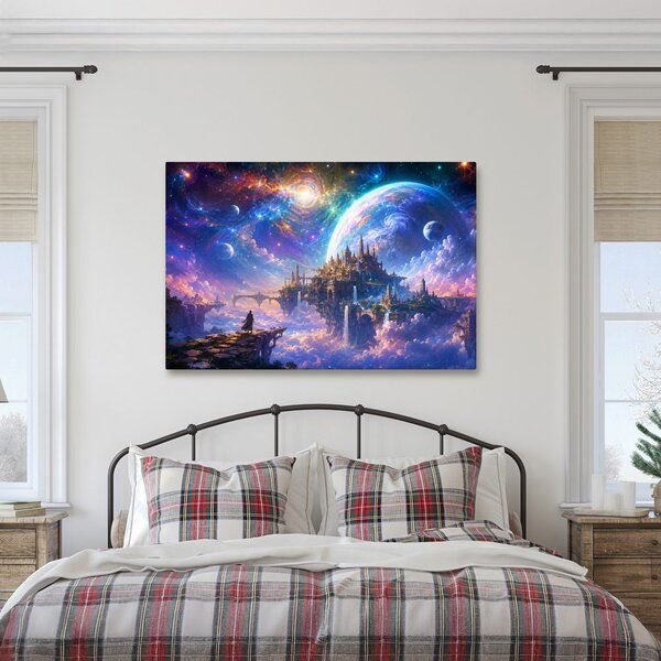 Quadro su tela – Città fantastica tra i pianeti