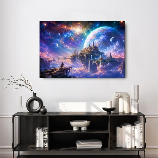 Quadro su tela – Città fantastica tra i pianeti