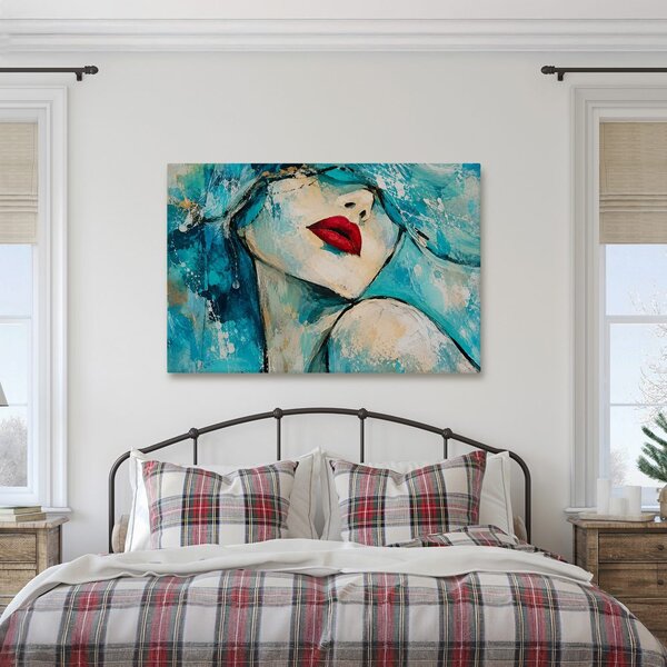 Quadro su tela – Ritratto turchese con labbra rosse