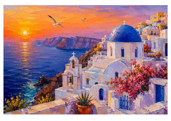 Quadro su tela – Cupola blu sul mare