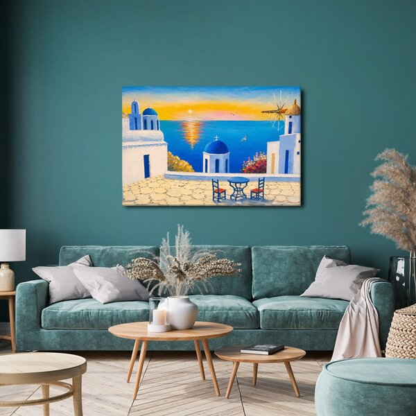 Quadro su tela – Isola greca al tramonto