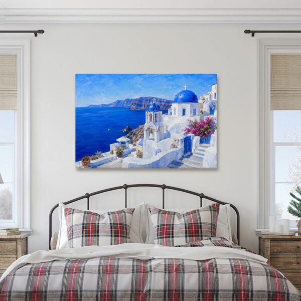 Quadro su tela – Cupole blu di Santorini