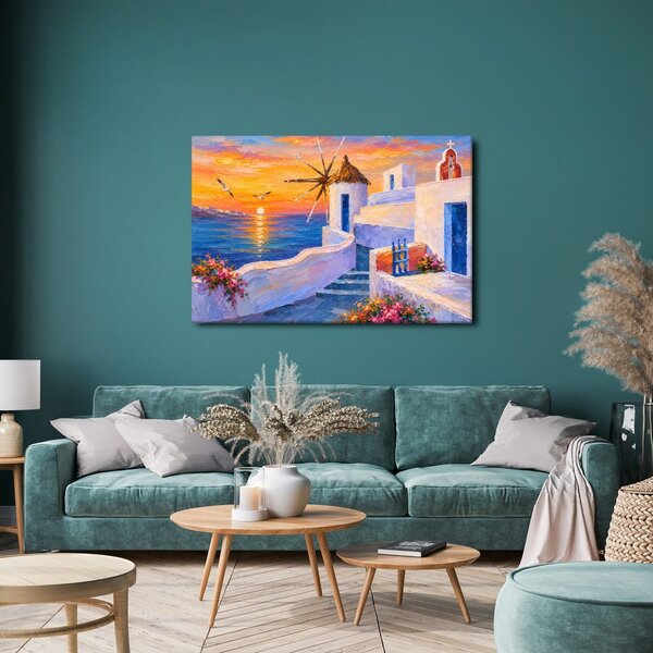 Quadro su tela – Isola greca al tramonto