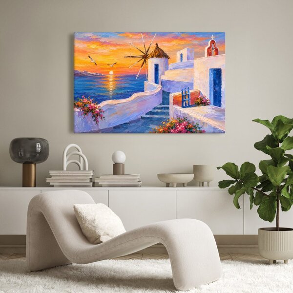 Quadro su tela – Isola greca al tramonto