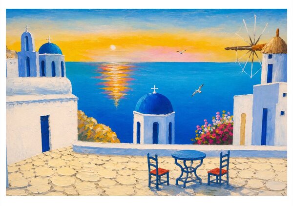 Quadro su tela – Isola greca al tramonto