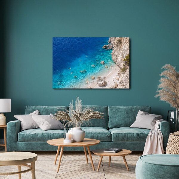 Quadro su tela – Baia turchese sotto le scogliere