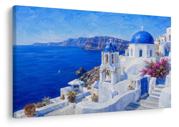 Quadro su tela – Cupole blu di Santorini