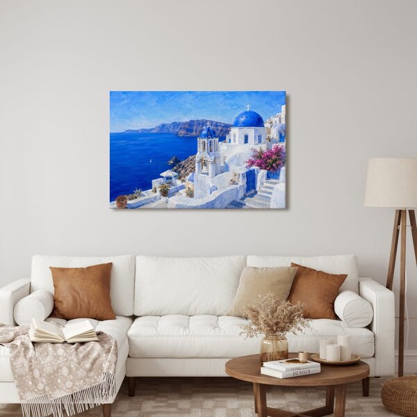 Quadro su tela – Cupole blu di Santorini