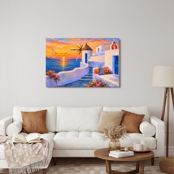 Quadro su tela – Isola greca al tramonto