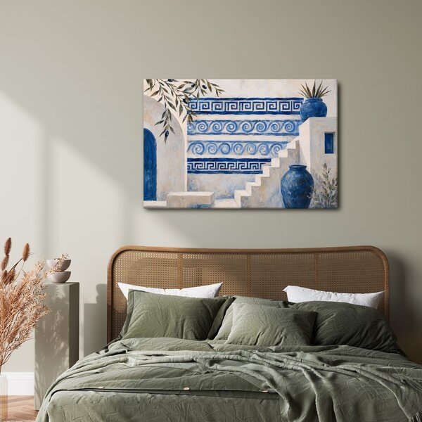 Quadro su tela – Scalinata greca in eleganza bianco e blu