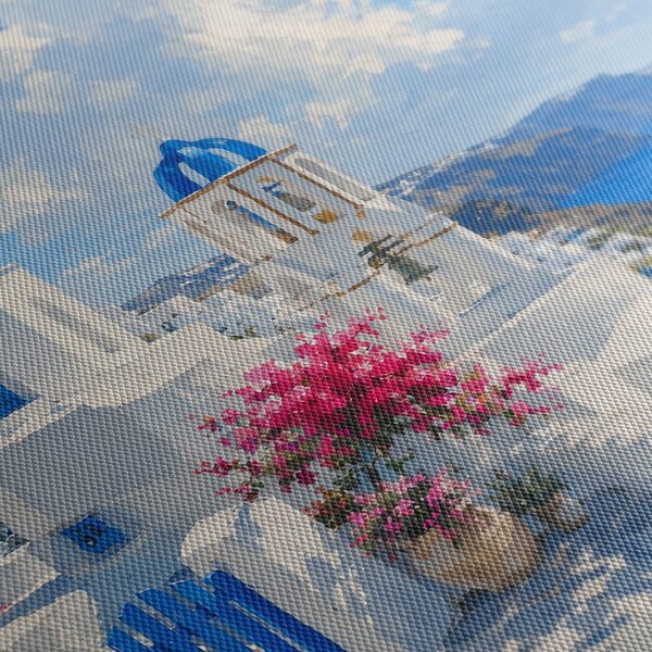 Quadro su tela – Cupole blu sul Mar Egeo