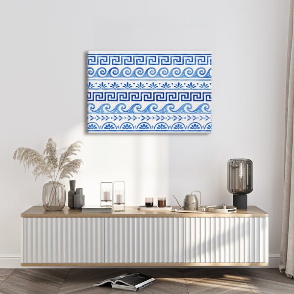 Quadro su tela – Ornamento greco blu e bianco