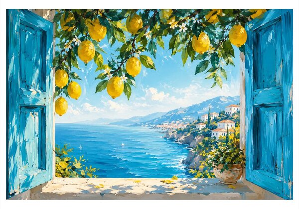 Quadro su tela – Limoni sulla costa marina