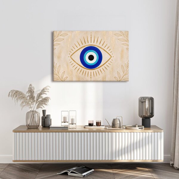 Quadro su tela – Occhio portafortuna blu con oro